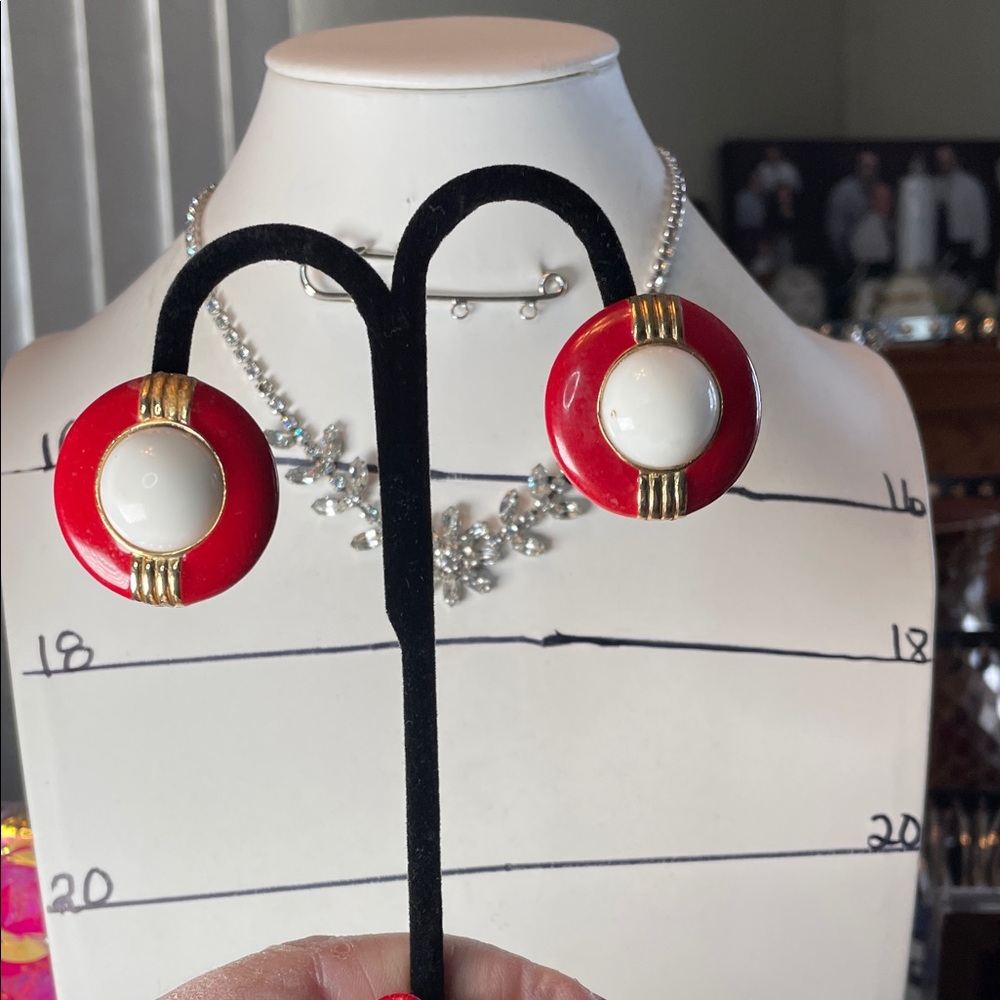 Elegant Red and White Earrings